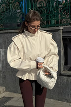 Tie-Waist Collared Long-Sleeve Loose Trench Coat