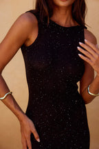 Sexy Shiny Sleeveless Backless Slim Maxi Dress