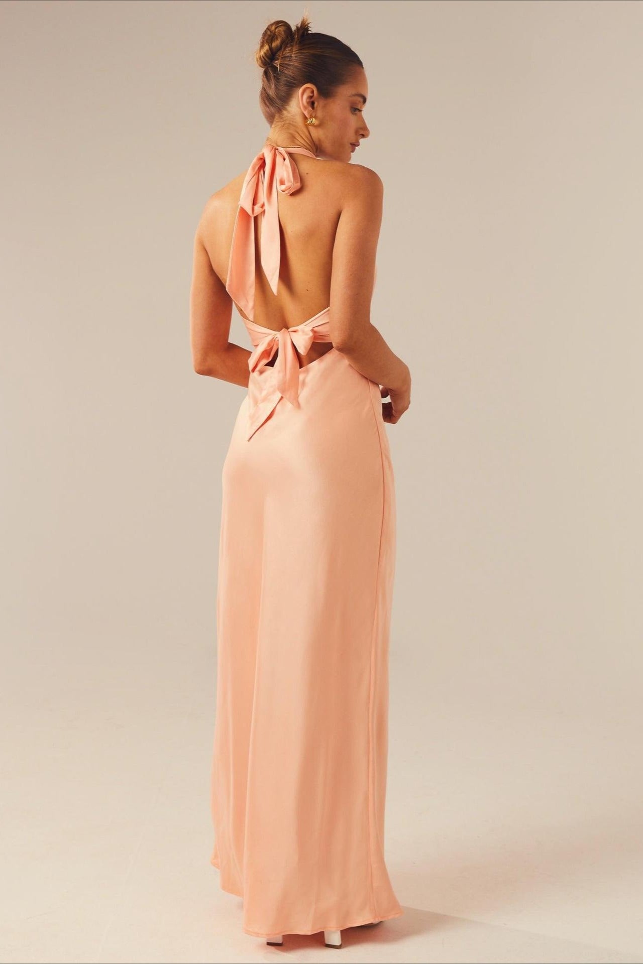 Elegant Solid V Neck Slim Fit Maxi Dress