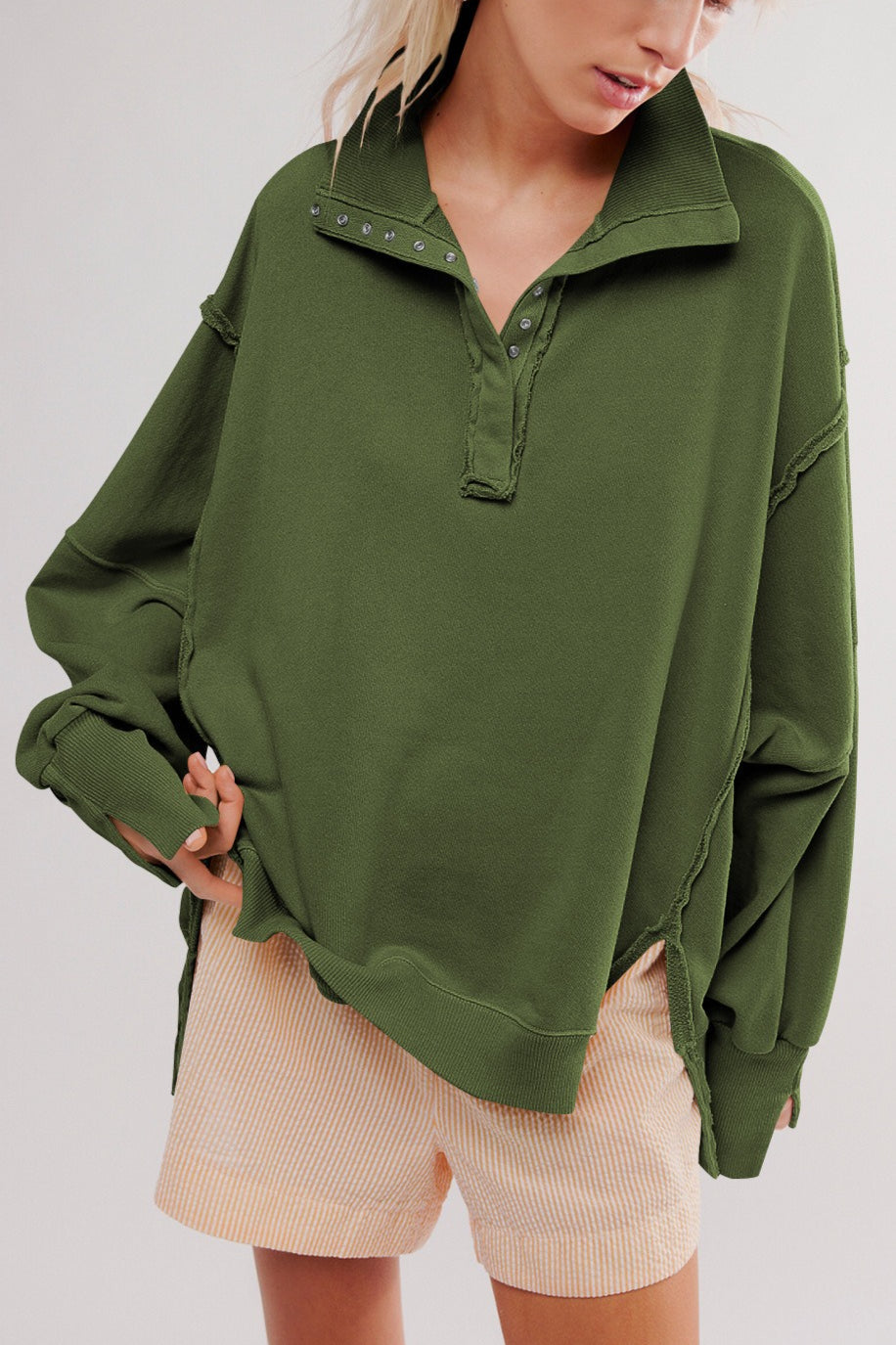 Oversized Split Collar Sweatshirt