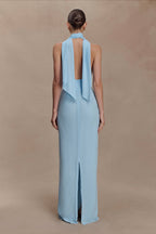 Polka Dot Deep V Tie Bodycon Maxi Dress