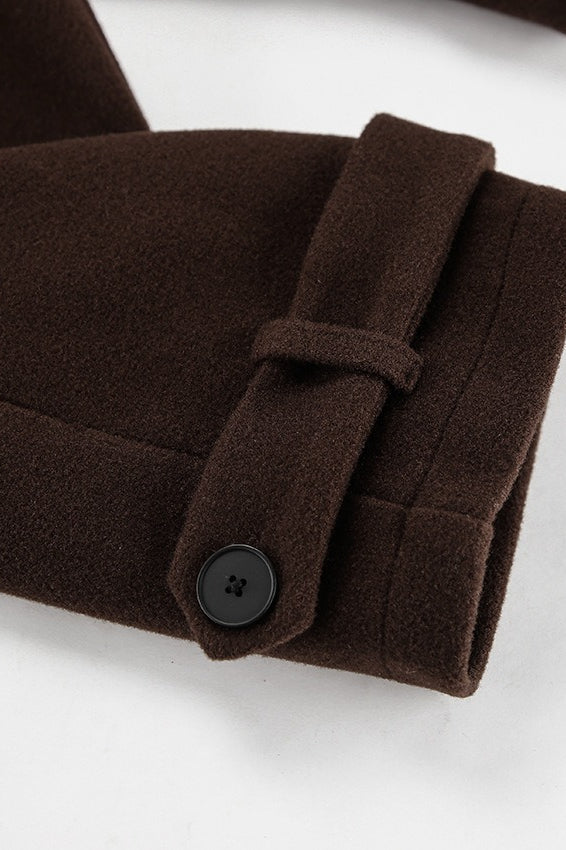 Brown Wool Blend Double Breasted Jacket
