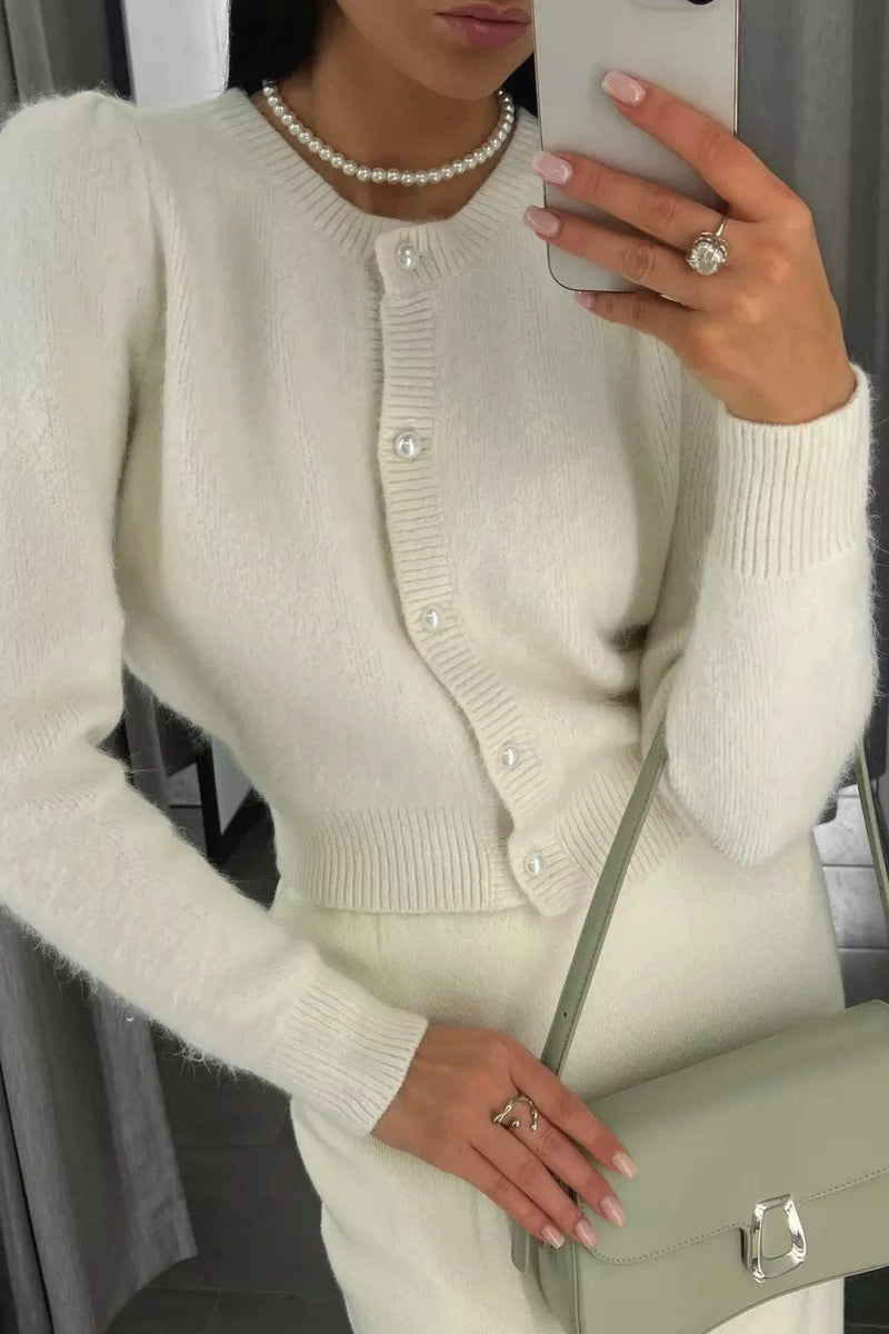 Solid Minimalist Relaxed Long Sleeve Knit Cardigan