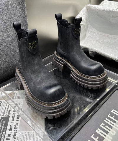 Stilvolle Shelsea-Stiefel mit Spleiß-Plateau in Khaki 