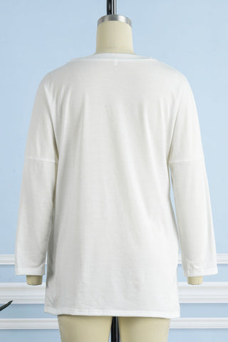 Tops casuales de cuello redondo con bolsillos y parches sólidos (13 colores) 