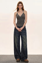 Cashmere V Neck Adjustable Halter Fitted Cami