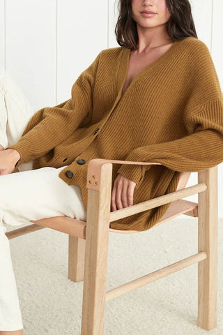 Lässiger Cardigan aus geripptem Strick mit Knöpfen von Mountain View 