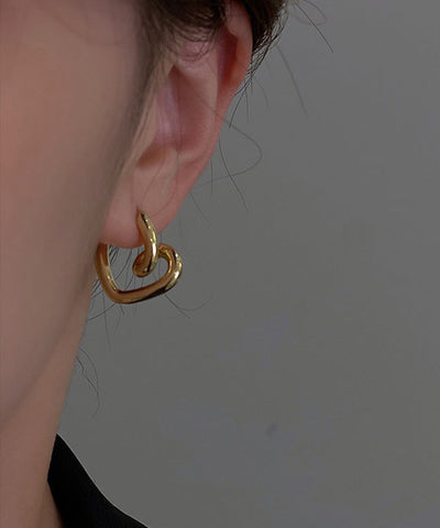 Boho Gold Alloy Love Hoop Earrings