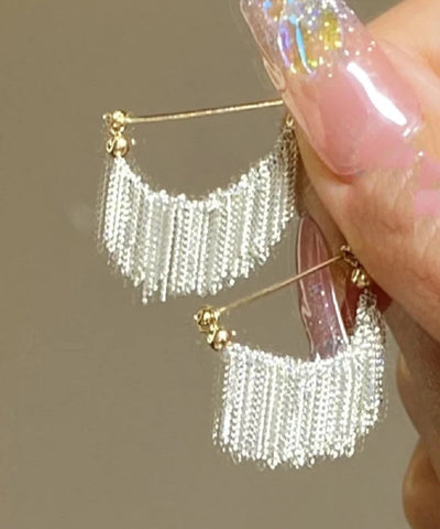 Pendientes de aro con borlas de cobre blanco dorado de moda 