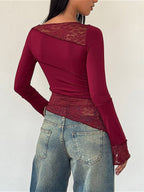 Vintage Slim Fit Floral Detail Long Sleeve Long Sleeve Tee