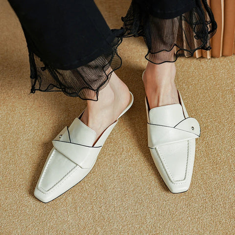 Muller Hausschuhe Frauen Pumps Karree Echtes Leder Hausschuhe Frühling Sommer Concise Casual Arbeits Schuhe Frau Neue Ankunft 