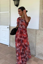 Floral Print Ruched Flared A-Line Vacation Mini Dress
