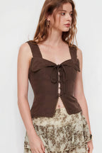 Slim Tie Lace Elegant Tank Top