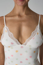 Lace Trim Floral V Neck Sexy Cami Top