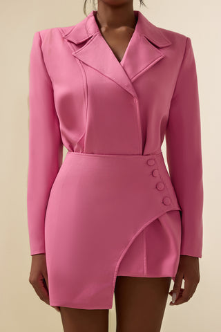 Solid Long Sleeve Blazer With Belt