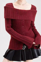 Soft Off-Shoulder Loose Irregular Knit Top