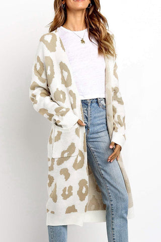 Suéter tipo cárdigan con estampado de leopardo, cómodo y dulce (3 colores) 