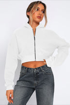 Cropped Zip Up Hoodie