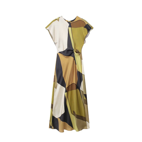 Elegantes Midikleid aus Seidensatin mit Strukturmuster für den Frühling 