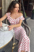 Polka Dot Cami A-Line Ruffled Maxi Dress