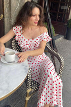 Polka Dot Cami A-Line Ruffled Maxi Dress