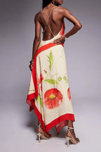 Vacation Floral Cami Backless Maxi Dress