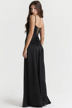 Lined Jacquard Satin Cami Maxi Dress