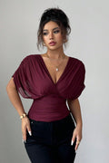 Deep V Tie Back Short Sleeve T-shirt