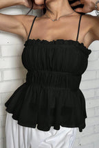 Elegant Multi Ruffle Solid Cami Top