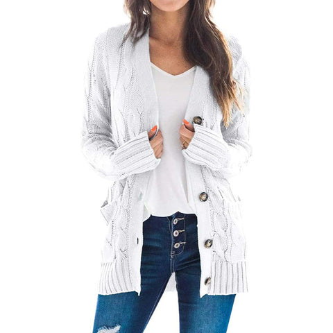 Herbst Winter Frauen Kleidung Casual Strickjacke Mantel Einfarbig Twist Taste Strickjacke Pullover Frauen 