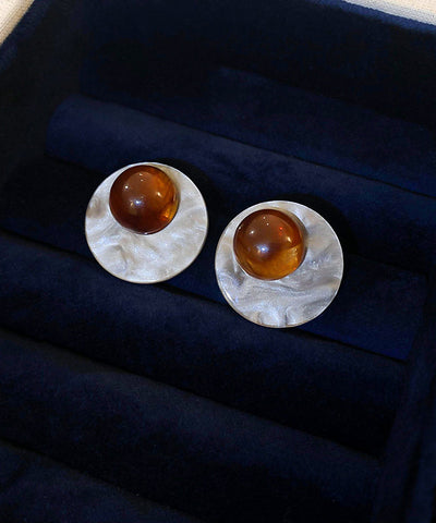 Boutique Coffee Sterling Silver Resin Stud Earrings