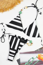 Sexy Solid Lace Up Triangle Two Piece Bikini Sets