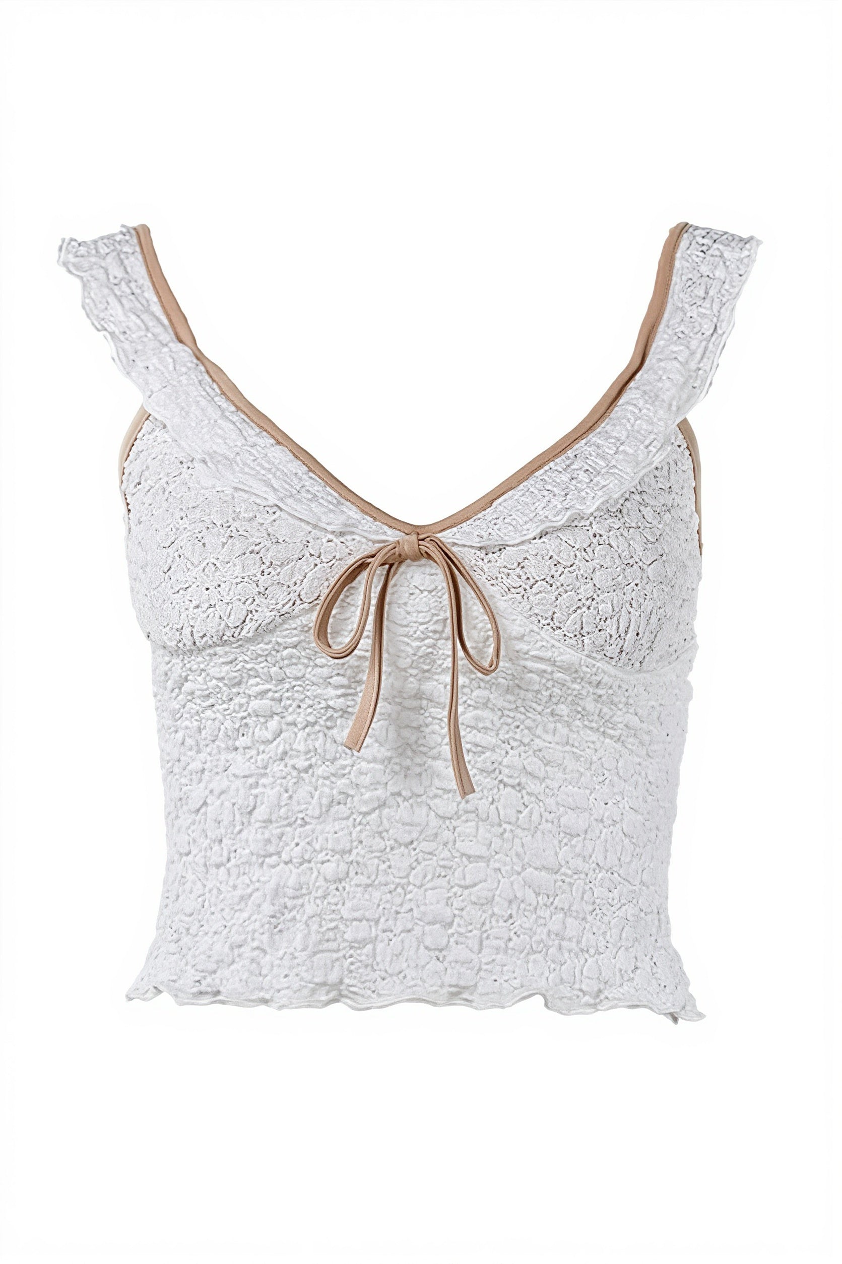 Sexy Sheer Lace Panel Trim Cami Top