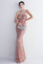 Mermaid Halter Black Sequins Long Prom Dress with Keyhole