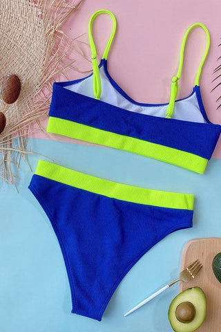 Tankini morado con cuello en U bohemio de moda 