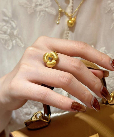 Anillos florales retro dorados con cobre 