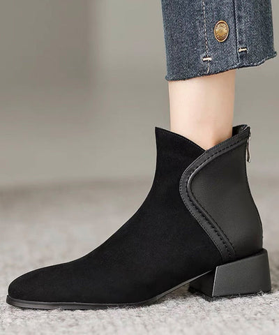 Elegante, klobige Wildlederstiefel in Braun 