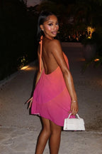 Gradient Halter Tube Cutout Back Mini Dress