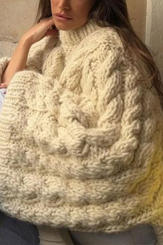 Round Neck Oversized Cable Knit Sweater