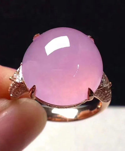 Anillos sueltos de jade dorado en plata de ley rosa 