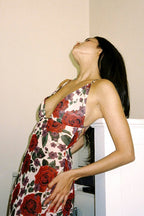 Floral Print Spaghetti Strap Open Back Maxi Dress