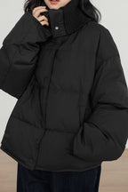 Knit Collar White Duck Down Puffer Jacket