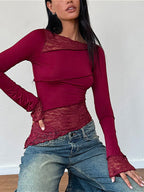 Vintage Slim Fit Floral Detail Long Sleeve Long Sleeve Tee
