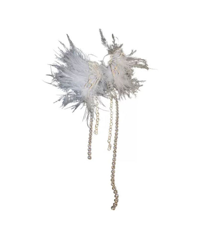 Pendientes colgantes con borlas y plumas de mariposa de circonita de aleación blanca a la moda 