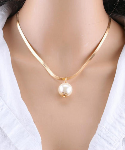 Mode Gold Kette Perle Halskette Für Frauen Barock Perle Metall Zwei Stück Set 