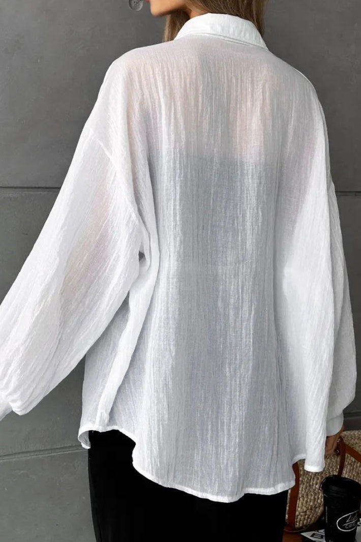 Solid Casual Chic Long Sleeve Blouse