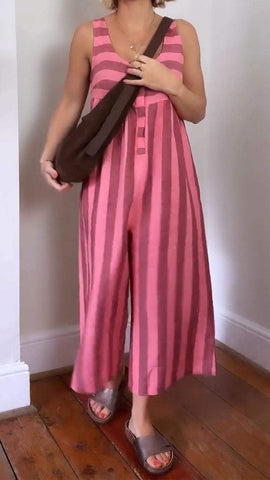 Jumpsuit mit gestreiftem Print und Tanktop 