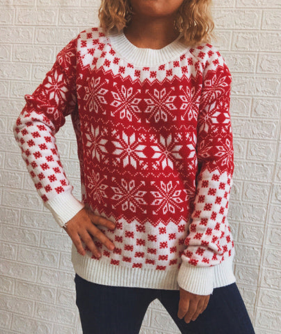 Herbst Winter Casual Klassische Weihnachten Pullover Schneeflocke Langarm rundhals Gestrickte Pullover Frauen 