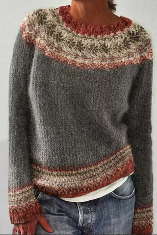Round Neck Unique Pattern Casual Sweater(in 6 Patterns)