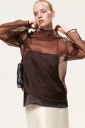 Sheer Mesh Long Sleeve Blouse
